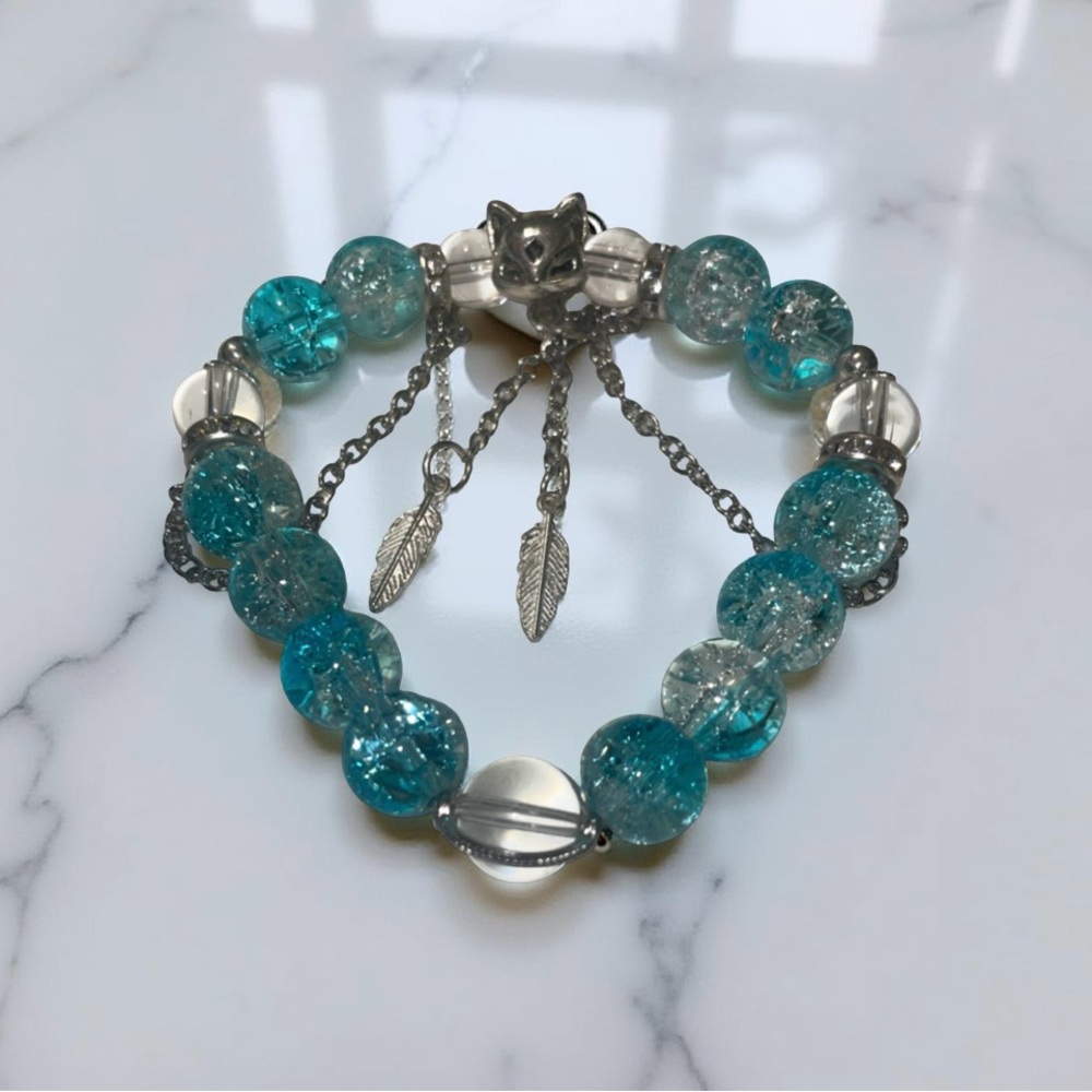 Blue and Silver Beaded Bracelet 🩵